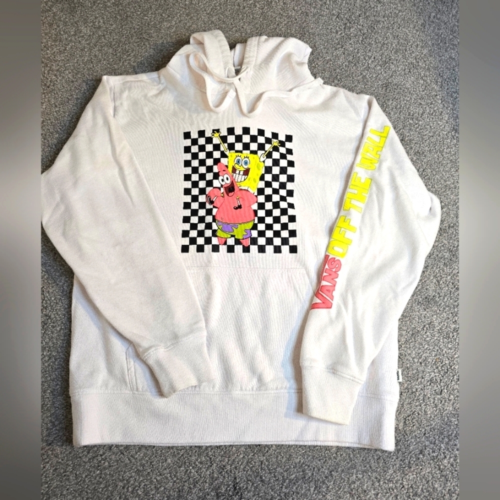 Vans X SpongeBob Hoodie Unisex Size Small White Checkered